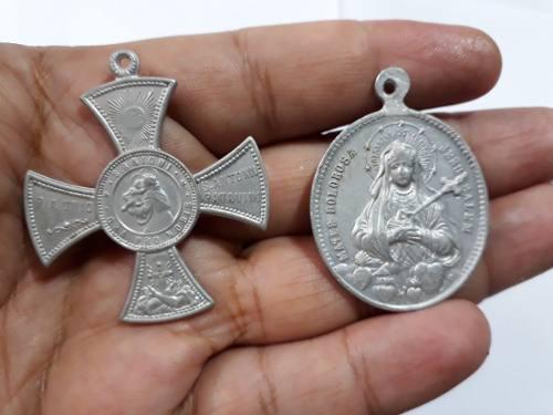 Medallas Antigua Roma Santoni Pro Nobis Y María Dolorosa