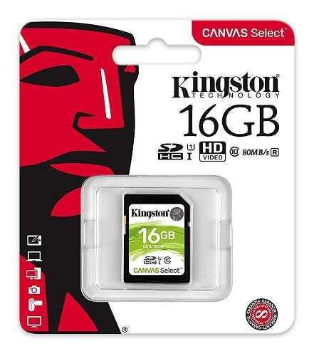 Sd Hc Kingston 16gb C10 80mb/s Hd Video Camara Canvas Select