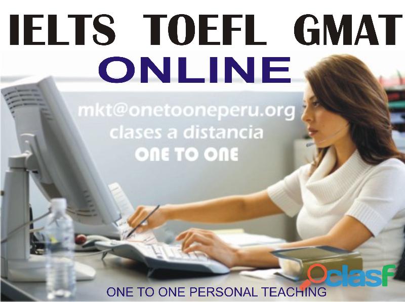 TOEFL IELTS ONLINE con profesor en persona