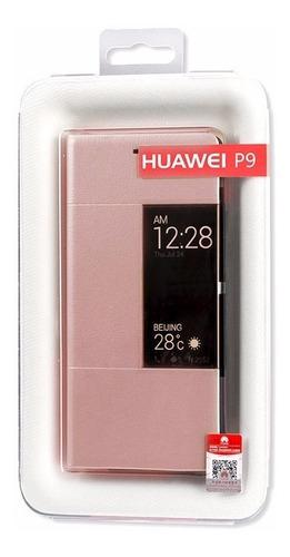 Huawei Funda Flip Cover P9 Con Sview + Negro Y Dorado