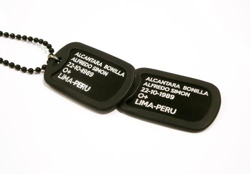 Dijes Placa Militar: Tag De Aluminio Negro Personalizado!