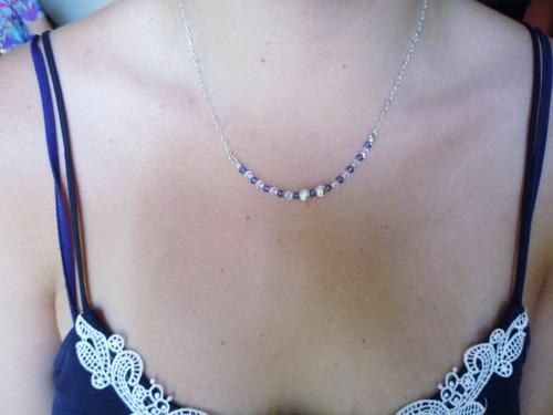 Jgo Collar Aretes Mujer Plata 950 Piedras Cristal Swarovski