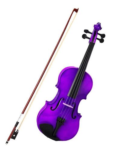 Violin 4/4 De Madera Colores Purpura Morado Lila
