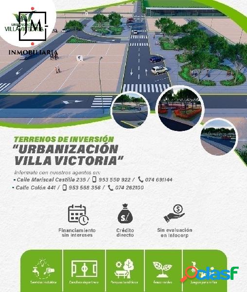 YV – URBANIZACION “VILLA VICTORIA” – LOTES DE 120 M2