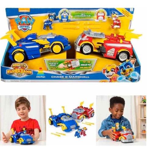 Paw Patrol Carros Chase Y Marshall Mighty Súper Paws