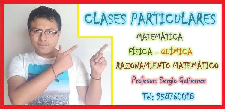 CLASES PARTICULARES DE MATEMÁTICA, FÍSICA Y QUÍMICA