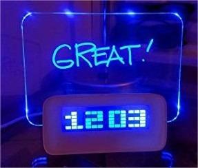 Reloj Despertador Digital Pizarra Magica Led Con Lapiz Lince