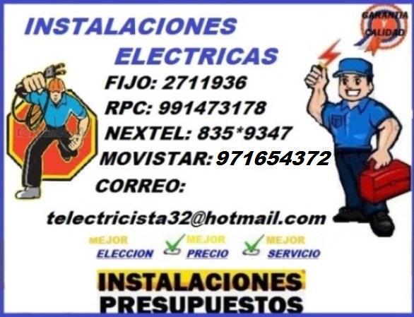 ELECTRICISTA EN LIMA A DOMICILIO INSTALACIONES 991473178 en