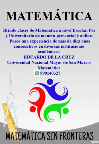 2019 CLASES DE MATEMATICA A DOMICILIO - EXPERIENCIA en Lima
