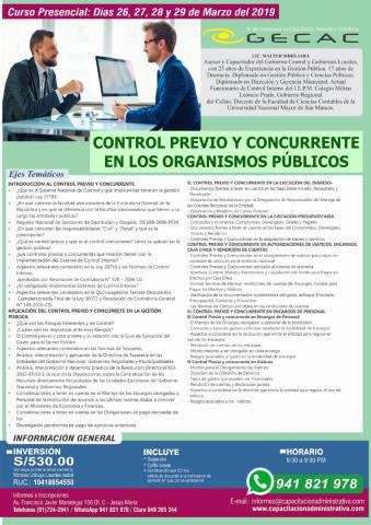 CONTROL PREVIO Y CONCURRENTE EN LOS ORGANISMOS... en Lima