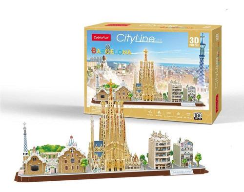 City Line Barcelona 3d Puzzle Cubic Fun