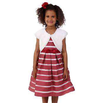 Vestido niña Jona Michelle Vestido de Fiesta, Red Stripes