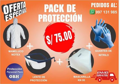 Pack Proteccion Kn95 Mascara + Mameluco + Lentes + Guantes
