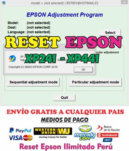 Reset Epson Xp-241 / Xp-441 Licencia Para 1pc Ilimitado