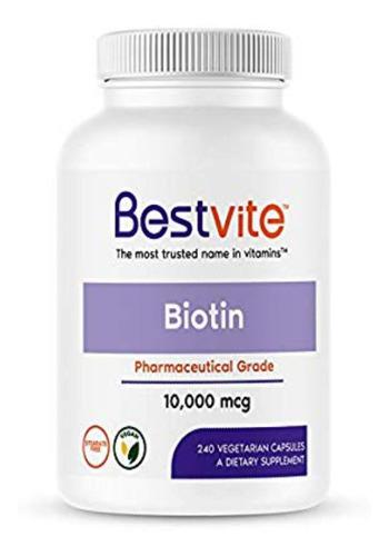 Biotina Bestvite 10,000 mcg (240 cápsulas Vegetarianas
