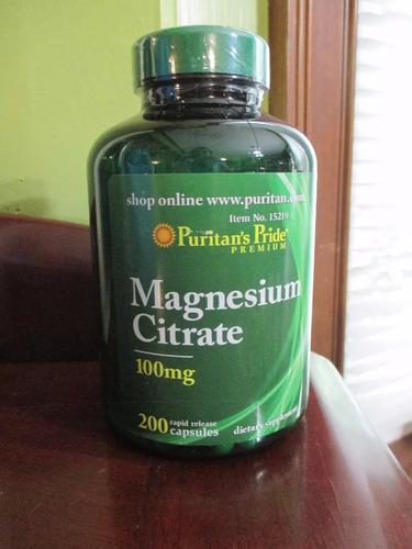 Magnesio Citrate De 100 Mg Marca Puritans Pride Importado