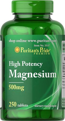 Magnesium 500mg Marca Puritans Pride Contiene 250 Unidades
