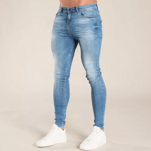 Pantalones Jean Pitillo/skinny Para Hombres Slim Fit De Moda