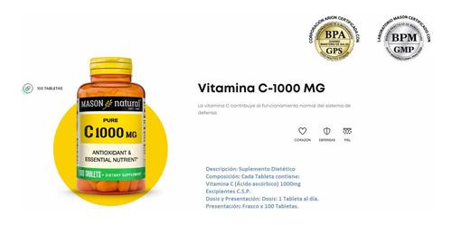 Vitamina C-1000 Mg 100tab Mason Natural Garantía!sellado