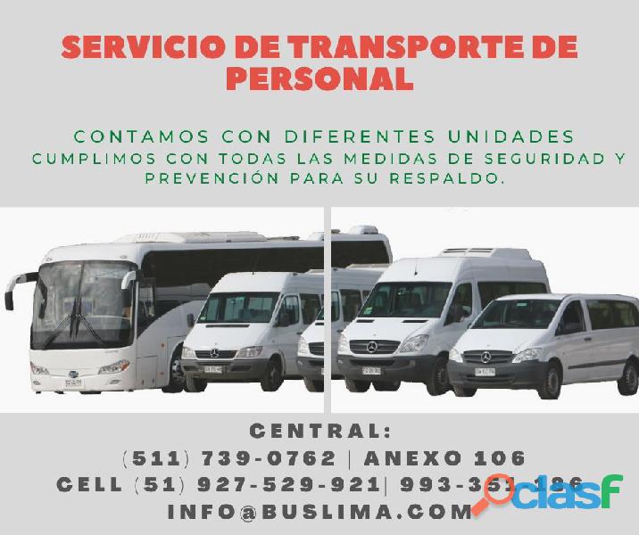 Alquiler de buses para servicios de transporte de Personal
