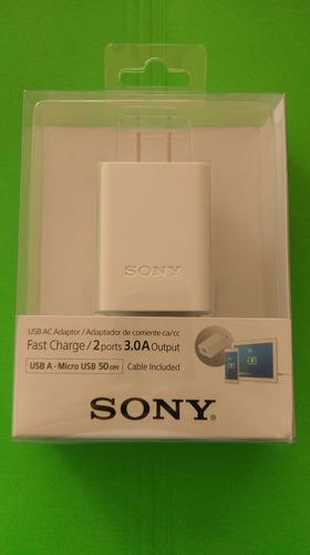 Cargador Sony Carga Rapida 2 Puertos 3.0 Amperios Cp-ad2m2