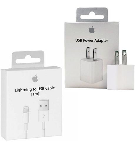 Cargador iPhone X/5s 6/6s/7/8 Plus + Cable Usb 1 Metro Apple