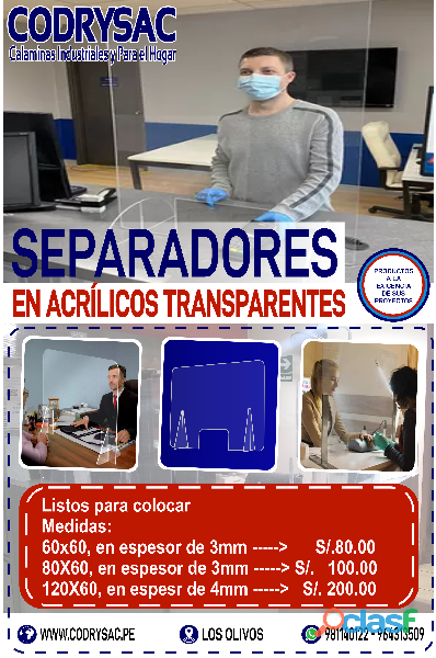 separadores en acrilicos para negocios