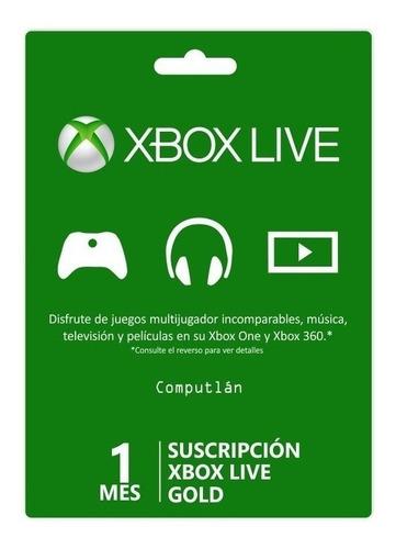 Membresia Microsoft Xbox Live Gold 1 Mes - Xbox One Y 360