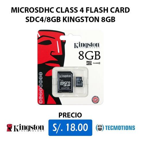 Microsdhc Class 4 Flash Card Sdc4/8gb Kingston 8gb