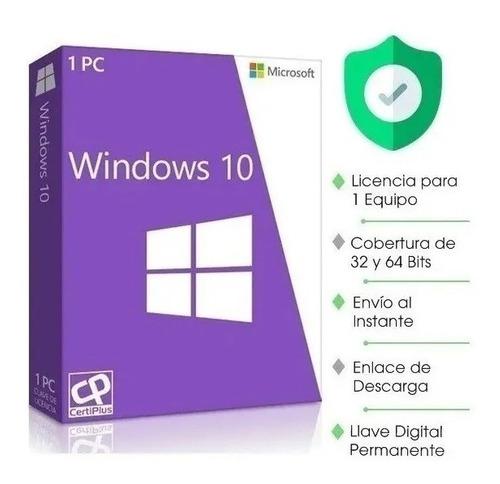 Windows 10 Pro (32/64bit) Licencia 100% Original Digital Fpp
