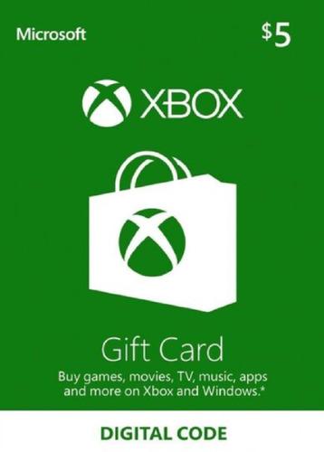 Xbox Live Gift Card 5$ Usa (código Digital)