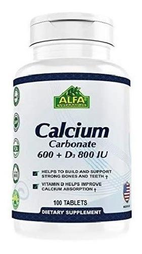 Calcio 600 Mg + D3 Suplemento - Alfa Vitamins