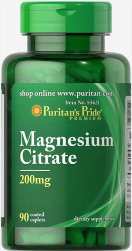 Magnesio Citrate De 200 Mg Marca Puritans Pride Importado