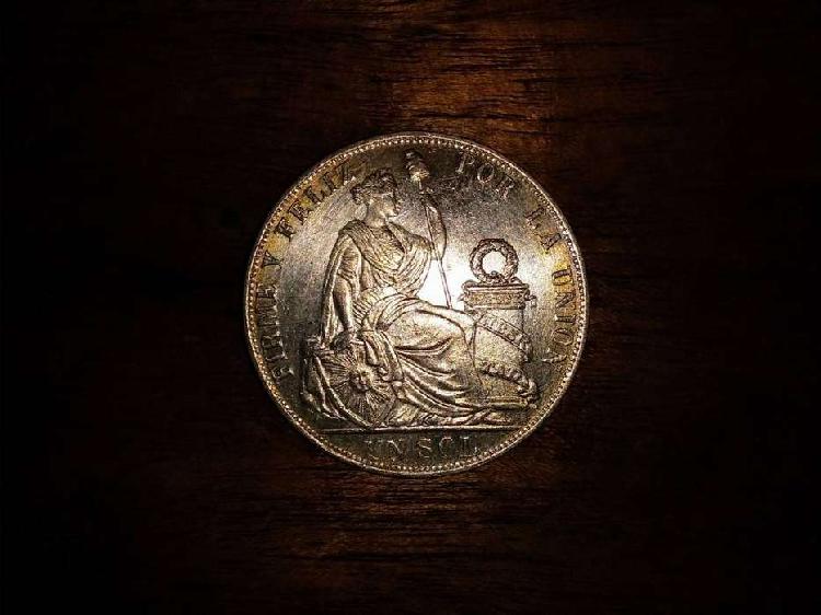 Moneda de Plata de Un Sol año 1872 de Perú de 25 gramos