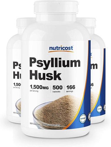 Psyllium Husk 1500mg 500 Capsulas Nutricost Usa