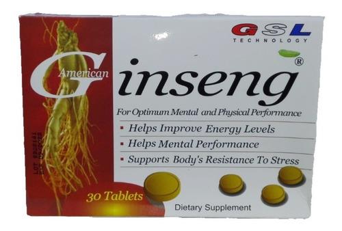 Suplemento Ginseng 30tab Gsl Technology Energia Antiestres