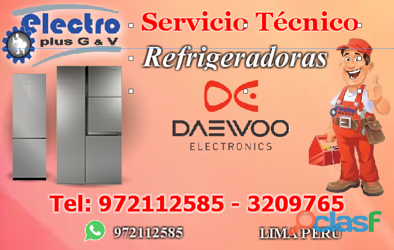 servicio medido, servicio técnico de refrigeradoras daewoo,