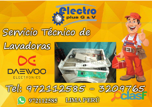 servicio reforzado, Servicio técnico de lavadoras daewoo,