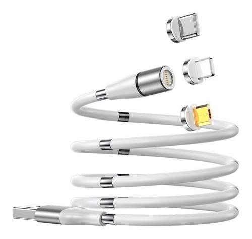Cable Magnetico 3 En 1 Imantado Para iPhone Y Samsumg Y Usb