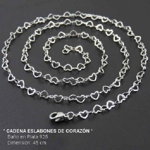Collar Cadena Eslabones De Corazón Plata 925 - Salqay