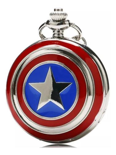 Collar Reloj Mod Capitán América + Caja De Regalo