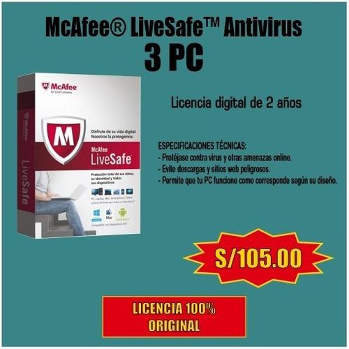 Mcafee® Livesafe Antivirus 3pc X 24 Meses