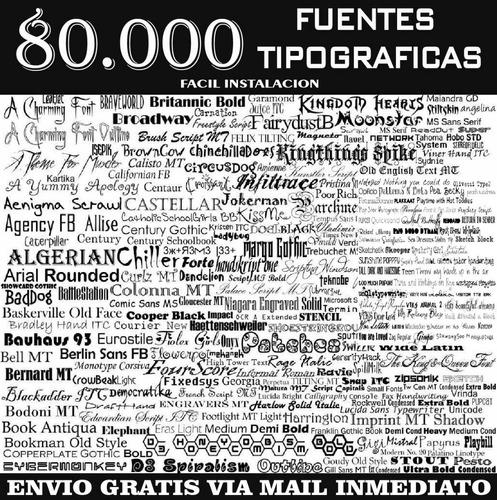 Pack 80.000 Fuentes Tipograficas Letras Editables + Regalo