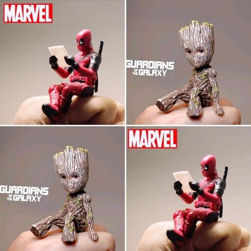 Deadpool Y Baby Groot Miniaturas