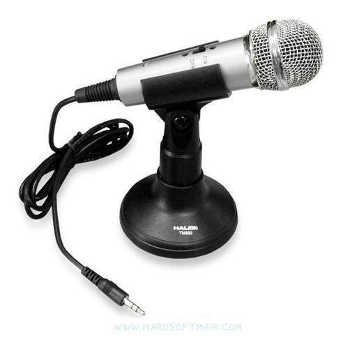 Microfono Halion Tm300 Con Pedestal Plateado Conexion Aux
