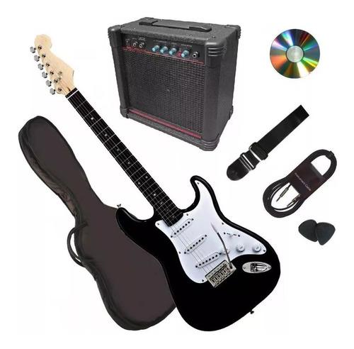 Gran Pack Guitarra Electrica Negra Amplificador Accesorios
