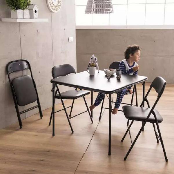 Juego de comedor mesa + 4 sillas plegable casa negocio