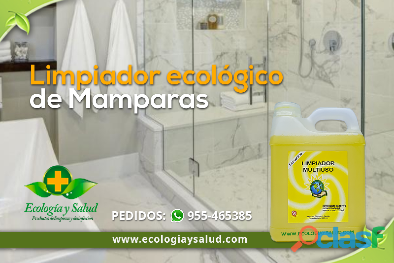 Limpiador y desinfectante ecológico de mamparas de baño