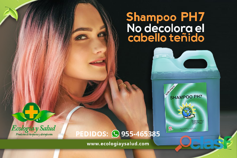 Shampoo PH7 ecologico sin sal, para cabello teñido