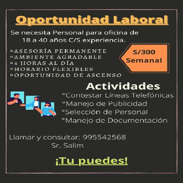 Oportunidad laboral en Trujillo